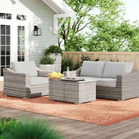 Stylish Rattan Wicker Fully Assembled 3-Person Seating Group with Plush Cushions – Perfect for Outdoor Relaxation Stylish Rattan Wicker Fully Assembled 3-Person Seating Group with Plush Cushions – Perfect for Outdoor Relaxation